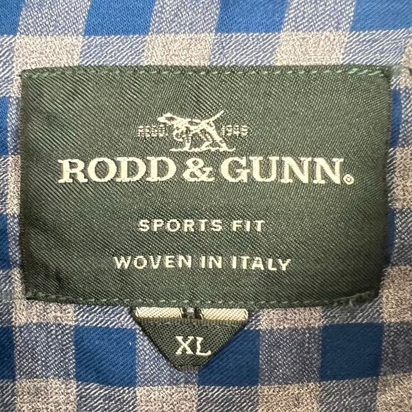 Rodd & Gunn shirt men’s XL sports fit blue check/plaid Woven in Italy - Picture 6 of 7